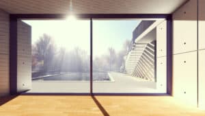 contemporary window with sun shining through